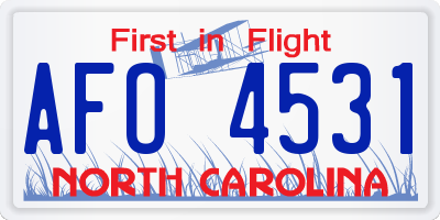NC license plate AFO4531