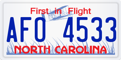NC license plate AFO4533