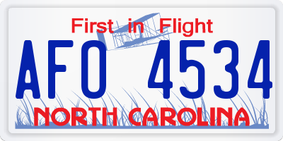 NC license plate AFO4534