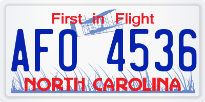 NC license plate AFO4536