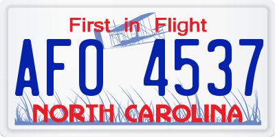 NC license plate AFO4537