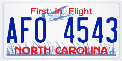 NC license plate AFO4543