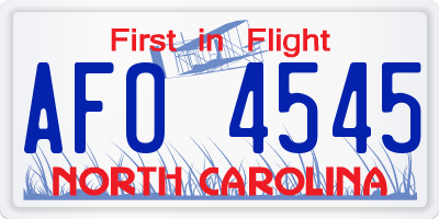NC license plate AFO4545