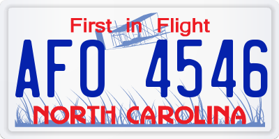 NC license plate AFO4546
