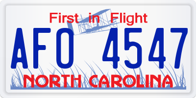 NC license plate AFO4547