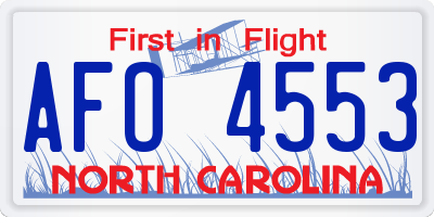 NC license plate AFO4553