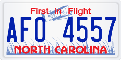 NC license plate AFO4557