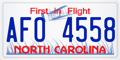 NC license plate AFO4558