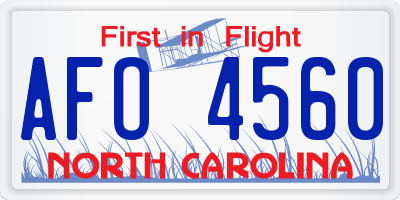 NC license plate AFO4560