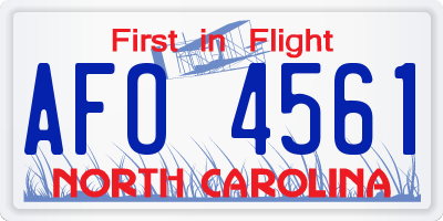 NC license plate AFO4561