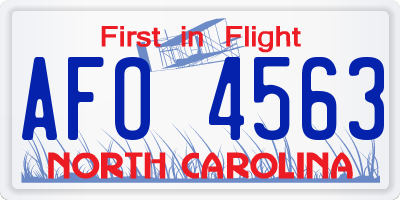 NC license plate AFO4563