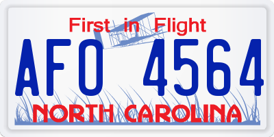 NC license plate AFO4564