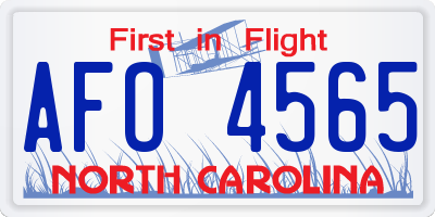 NC license plate AFO4565