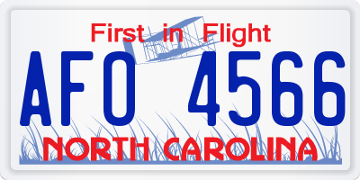 NC license plate AFO4566