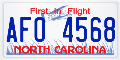 NC license plate AFO4568