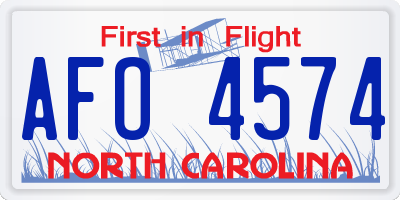 NC license plate AFO4574