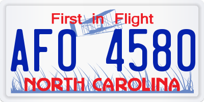 NC license plate AFO4580