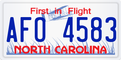 NC license plate AFO4583
