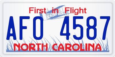NC license plate AFO4587
