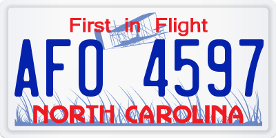 NC license plate AFO4597