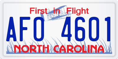 NC license plate AFO4601