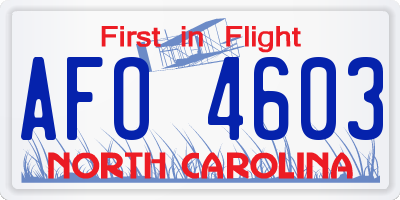 NC license plate AFO4603