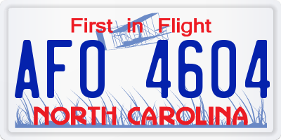 NC license plate AFO4604
