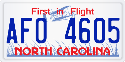 NC license plate AFO4605