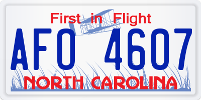 NC license plate AFO4607