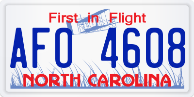 NC license plate AFO4608