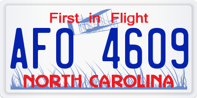 NC license plate AFO4609