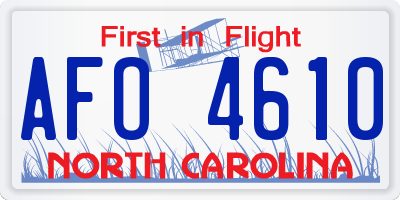 NC license plate AFO4610
