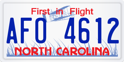 NC license plate AFO4612
