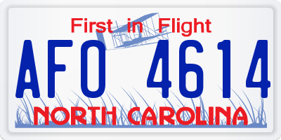NC license plate AFO4614