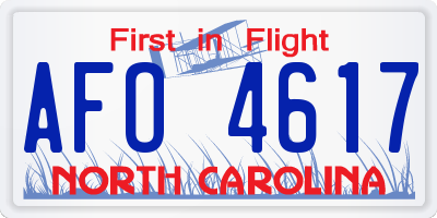 NC license plate AFO4617