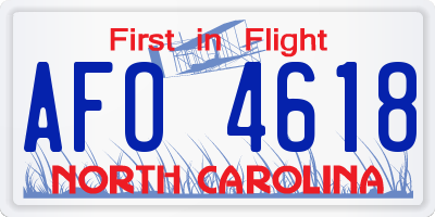 NC license plate AFO4618