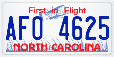 NC license plate AFO4625