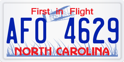 NC license plate AFO4629
