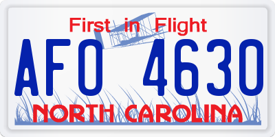NC license plate AFO4630