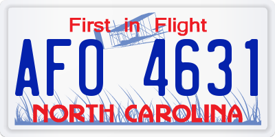 NC license plate AFO4631