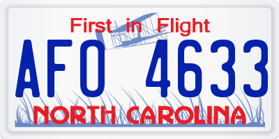 NC license plate AFO4633