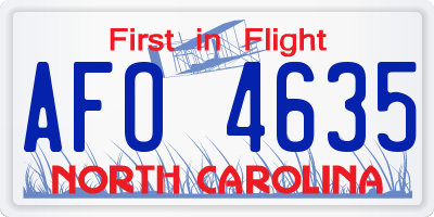 NC license plate AFO4635