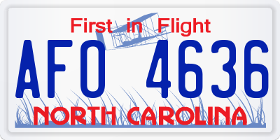 NC license plate AFO4636