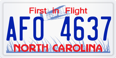 NC license plate AFO4637