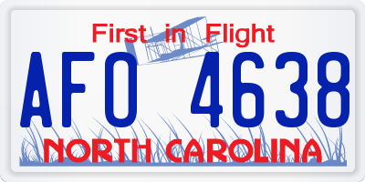 NC license plate AFO4638