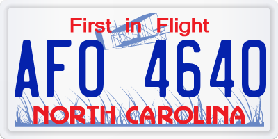 NC license plate AFO4640