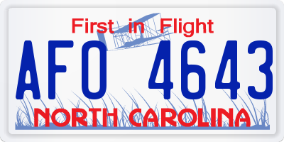 NC license plate AFO4643
