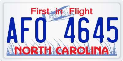 NC license plate AFO4645