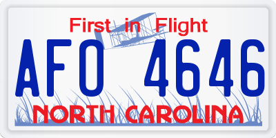 NC license plate AFO4646