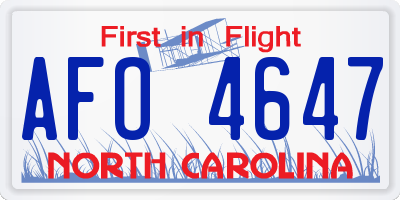 NC license plate AFO4647